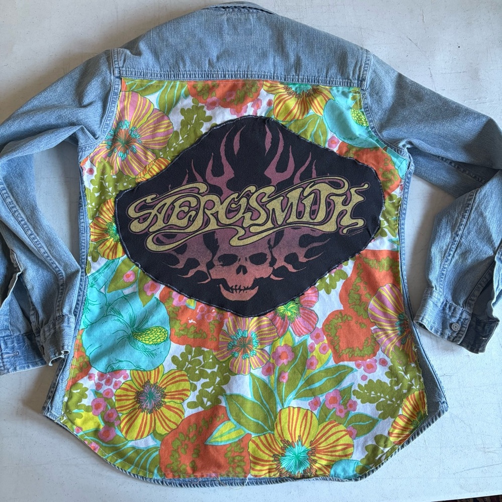 SOLD Upcycled Aerosmith Levi’s Denim Shirt - Picture 5 of 12